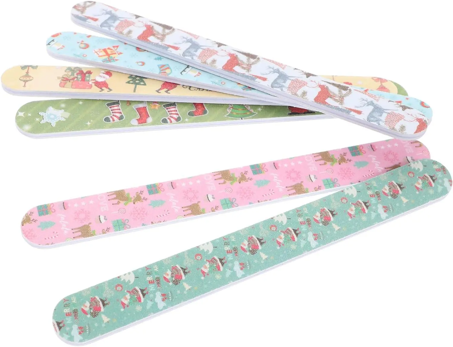 10pcs Christmas Nail Files Double Sided Fingernails Buffer Christmas Toenails Polisher Tools Manicure Tools for Home Salon