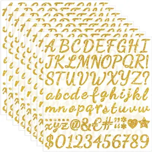 664 count  Letter Stickers Glitter 8 Sheets Alphabet Number Stickers 1 Inch Vinyl Self Adhesive Stick on Letters for Graduation Cap Scrapbooking Water Bottles Cup Mailbox DIY Crafts Classroom Decor