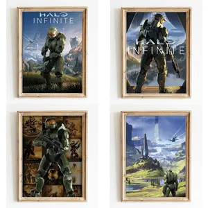 Halo Poster, Retro Sci-Fi Game Art Print, Space Soldier Wall Decor, Spartan Inspired Gaming Wall Art, Futuristic Gamer Room Decor, Gift for Sci-Fi Fans