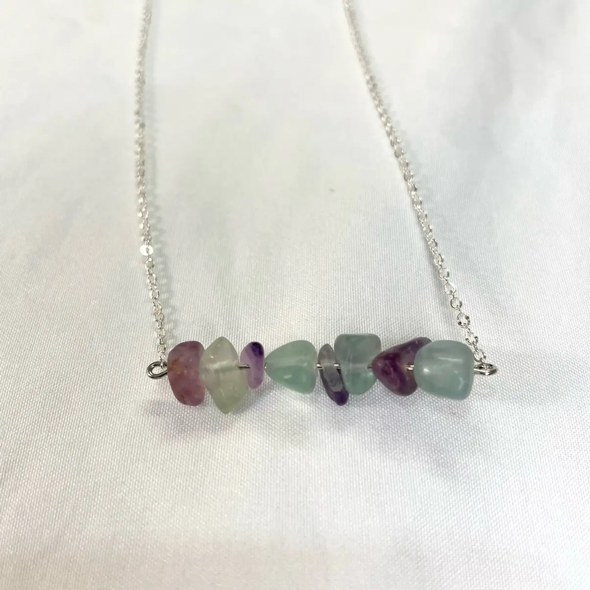 Dainty Rainbow Fluorite Bead Necklace