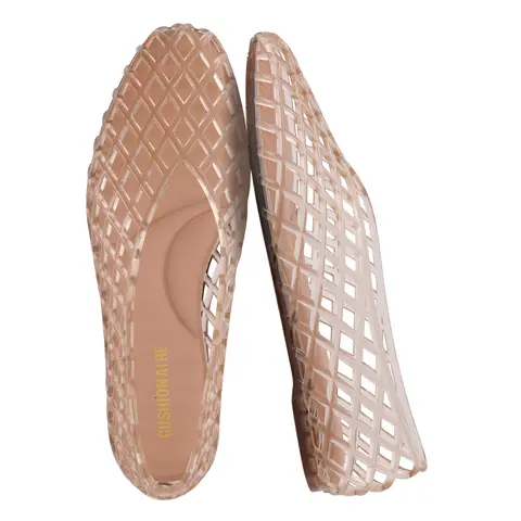 Cushionaire Siesta Modern Lattice Ballet Flats for Women | Slip on Pointed Toe Jelly Shoes | Stylish Lattice Design for Everyday Outfits