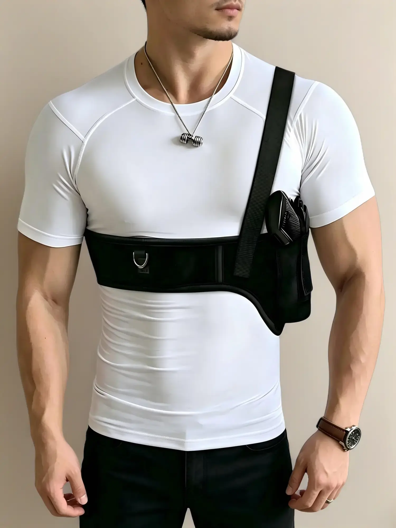 Unisex Concealed Carry Shoulder Holster - Versatile Accessory with Functionality with Discretion, Low Profile Soft Neoprene Crossbody Rig, Adjustable Straps for Quick Access, Deep Concealment, Snug Fit for S&W, Ruger, Sig Compacts, Ambidextrous