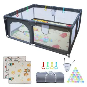 71" * 59" Baby Playpen, Indoor and Outdoor Playard, PlayPens for Kid Activity Center, Sturdy Safety BabyFence with Breathable Mesh for Toddler playpen,mothersdaygift，Foldable Baby Playpen with Mat- Breathable Playpen for Babies & Toddlers with#Summervibes