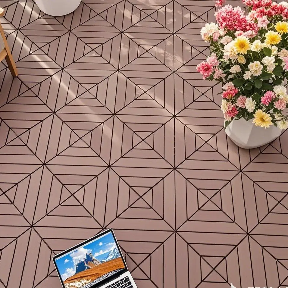 HZ Deck Tiles 44 Pcs Interlocking PVC Non-Slip Floor Tiles Easy Quick Installation Durable for Porch Poolside Outdoor Indoor Balcony Backyard Decorati