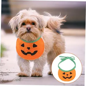 2 PCS Pack(Mix),Halloween Pumpkin Shaped Dog Bandana Comfortable Pet Accessory for Cats and Dogs for Halloween Parties and Daily Wear Adorable Pumpkin Pattern for