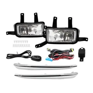 Nakkaa Halogen Fog Light Assembly for Chevy Chevrolet Suburban/Tahoe 2015-2020 Chrome Trim & Switch Harness GM2592311 GM2593311 ABS Plastic Polycarbonate Lens