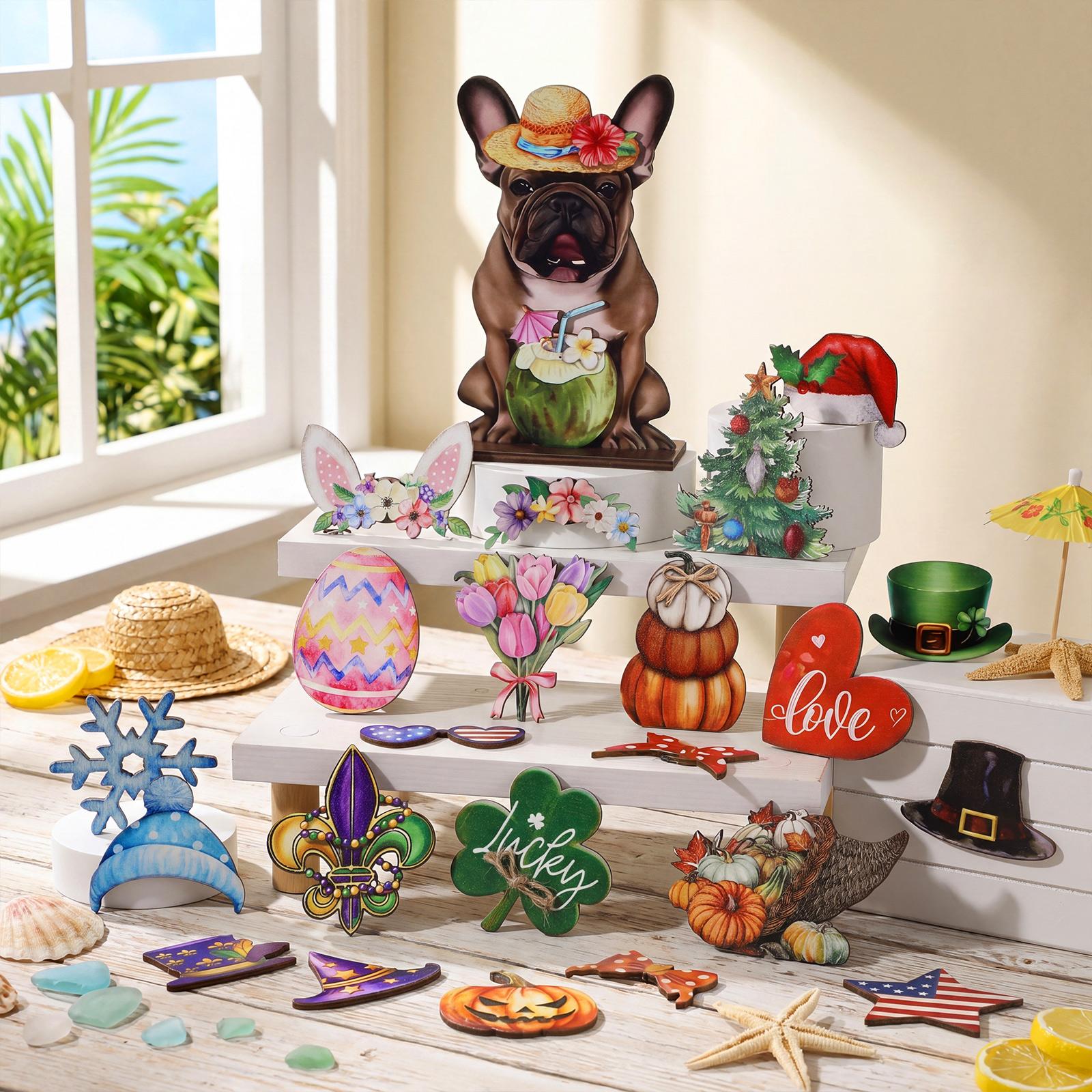Cute Animals Sign Gift Cat Wooden Sign Desk Decor Golden Retriever Cat Labrador Dachshund Highland Cow Interchangeable Ornaments with Magnet Detachable Hats for Summer Holiday Seasonal Birthday Party. Gift for Pet Owning Families and Animal Lovers Cute Animals Sign Gift Cat Wooden Sign Desk Decor Golden Retriever Cat Labrador Dachshund Highland Cow Interchangeable Ornaments with Magnet Detachable Hats for Summer Holiday Seasonal Birthday Party. Gift for Pet Owning Families and Animal Lovers