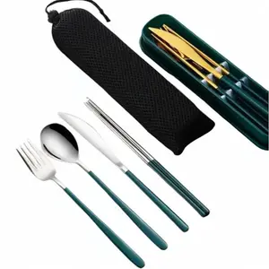 Portable Stainless Steel Flatware Set Travel Utensils Set Cutlery Disposable