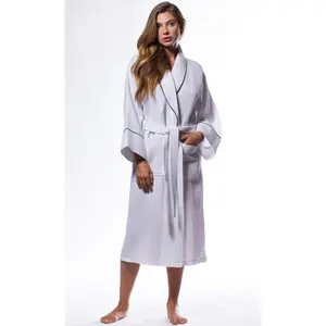 Turquaz Turkish Cotton Waffle Shawl Long Robe Women Breathable