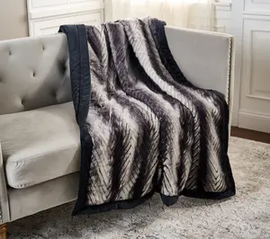 Hotel du Cobb Polo Club Luxe Velvet Border Faux Fur Throw by Dennis Basso