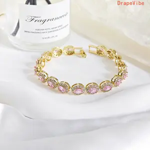 Women's Elegant Rhinestone-Inlaid Artificial Gemstone Chain Bracelet, Premium Stylish Accessories, Luxurious Jewelry for Daily Wear (Sports & Outdoor, Fan Shop, Gaming Compatible)