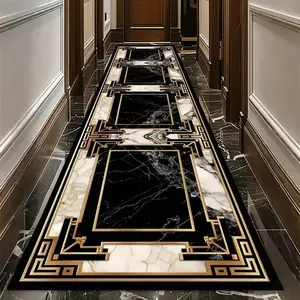 European Marble Pattern Hallway Rug, Luxurious Vintage Home Decor, Pet Friendly Non-Slip Mat, Soft Plush Foot Pad, Decorative Rug Mat, Decorative Mats