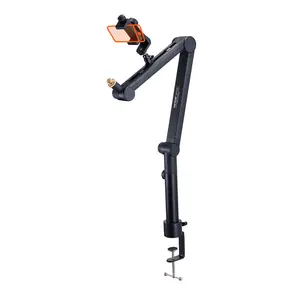 VEVOR Desk-Mounted Microphone Arm, Flexible 360° Rotation, Adjustable Stand with Universal 3/8" to 5/8" Adapter and Headphone Holder, Compatible with Blue Yeti, Hyperx Quadcast, and More