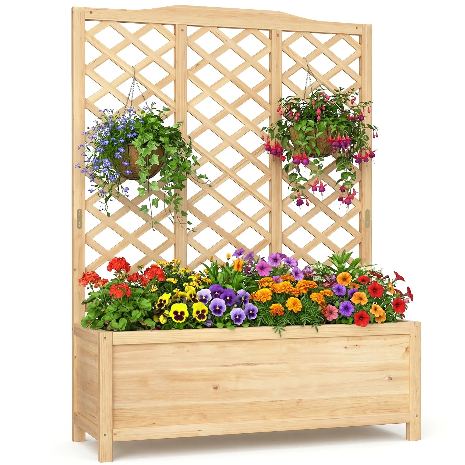 ABORON 59" H Garden Planter with Trellis for Vine Climbing Plants Garden Box Outdoor w/ Drainage Holes Raised Garden Bed Garden Planter Box for Flowers sohochic