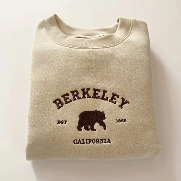 Berkeley California Embroidered Sweatshirt, Vintage Bear Crewneck, College Town Pullover for Trendy City Style