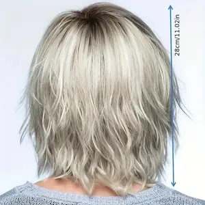 NEW  Synthetic Hair Grey  Wig for White Women Short Curly  Wigs  for Daily Party Use