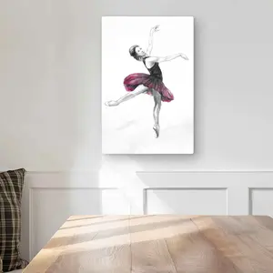 Begin Home Decor C1MP1218Z8IH84 12 x 18 in. Small Pink Ballerina Wall Art - Black Woman Metal Print