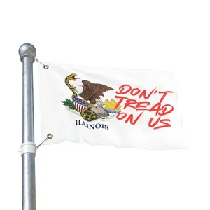 Illinois protest flag with Eagle grasping Gadsden snake Wall Tapestry White Illinois State Flag With Don T Tread On Us Text And Eagle Snake Design For Bedroom Decor
