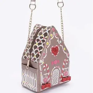 Women's Gingerbread House Purse with Adjustable Strap