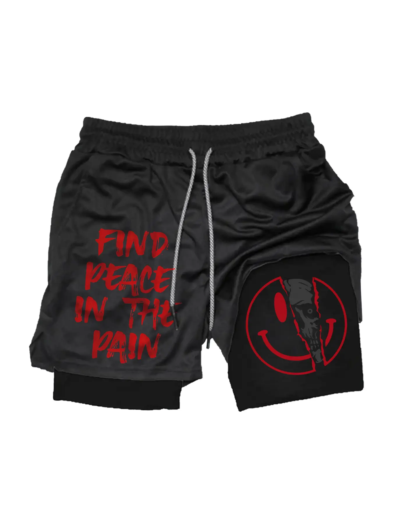 Men's Anime Synthetics 2-in-1 Double Layer Active Athletic Shorts - Breathable Polyester, Elastic Sporty, Fitness Workout, Casual Sport, Machine Washable for Basketball, Outdoor Use