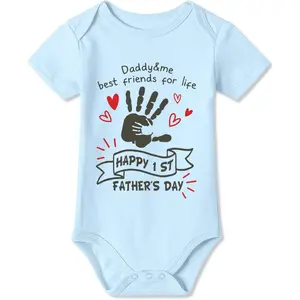 Baby Happy 1st Mother's Day 100% Cotton Onesie Fathers Day Outfit Infant Short Sleeve Bodysuit 0-24 Months