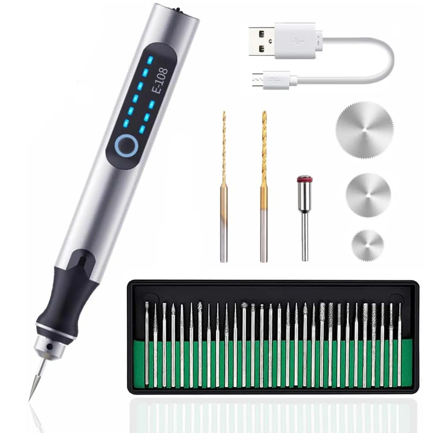 USB Rechargeable Engraving Pen, Mini Portable Electric Engraver Etching Machine, Cordless Rotary Tools for Engraved Jewelry Stone-Metal Plastic Wood R