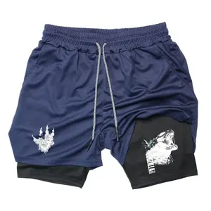 Godzilla Vintage Graphic shorts 2 in 1 Shorts Graphic Letter Print Drawstring Workout Running Gym Shorts Apparel Gift for King of the Monsters Fans outdoorfun