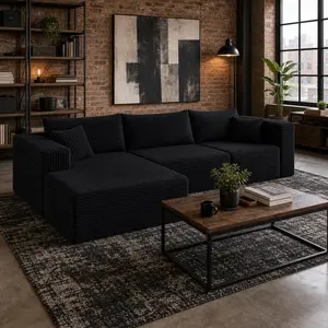 4-in-1 Modular Cloud  Set, Compression Floor  with Armchair, Chaise, Ottoman & Center Seat – Small Space Apartment   reversible upholstered L-Shaped Chenille queen   large couch chair of seccion al beige curved living room deep seat lounge comfy