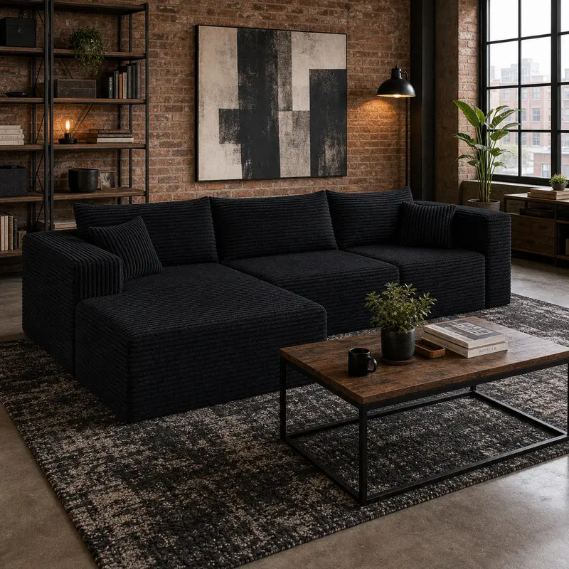 4-in-1 Modular Cloud  Set, Compression Floor  with Armchair, Chaise, Ottoman & Center  – Small Space Apartment   reversible upholstered L-Shaped Chenille queen   large couch chair of seccion al beige curved living room deep  lounge comfy