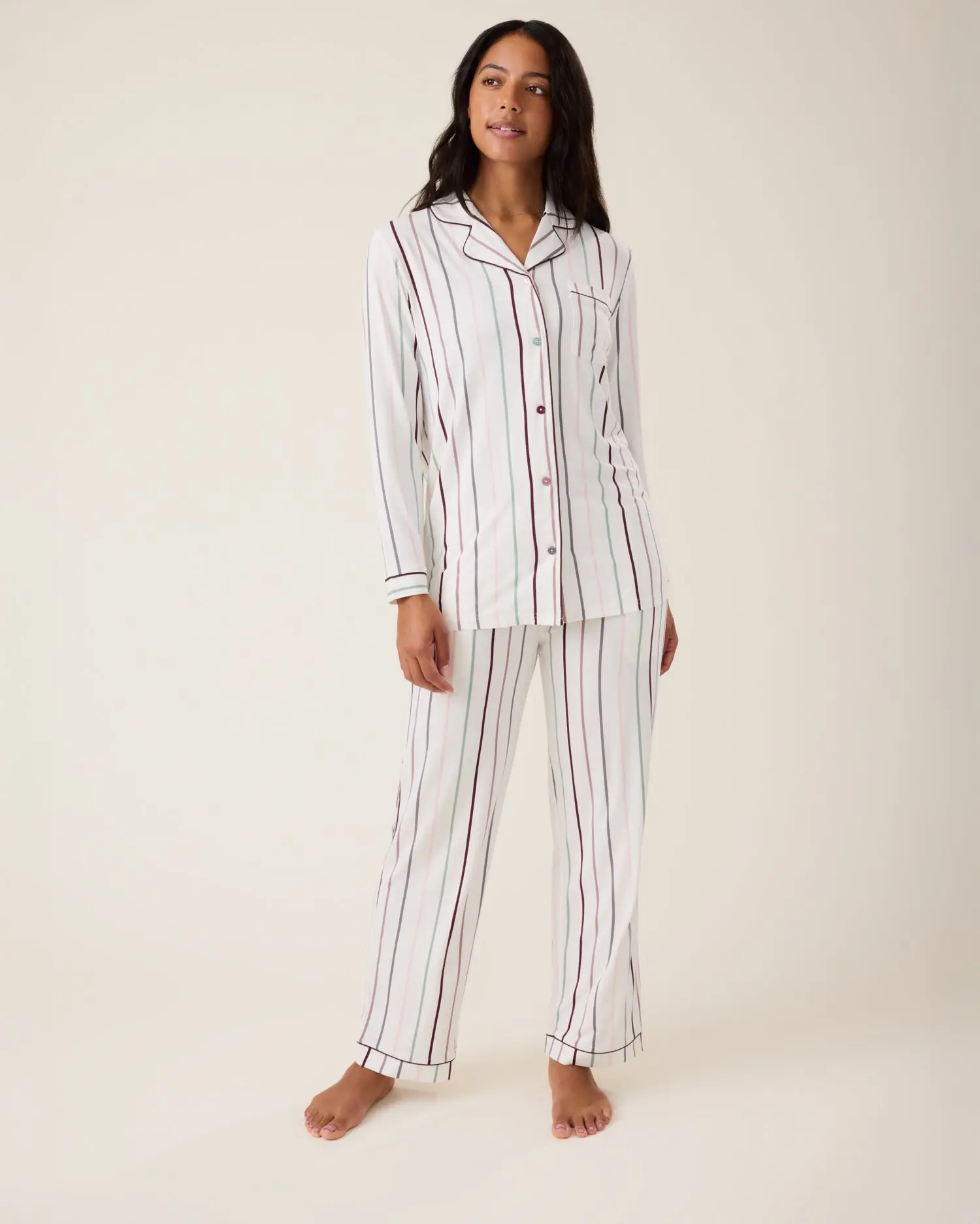 Clea Bamboo Long Sleeve Pajama Set | Classic Stripe