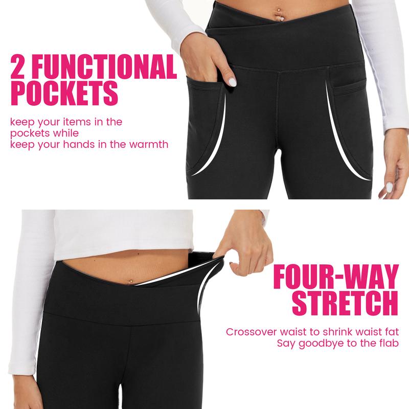 SHOWITTY Women's High Waisted 1/2 Pack Flare Leggings – Crossover Yoga Pants with Pockets Bootcut Workout & Lounge Wear #TikTokShopHolidayHaul