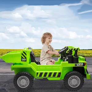 12V 4WD Ride on Dump Truck with Electric Dump Bed,12V Electric Ride-On Construction Truck,4-Wheeler Toy Car With Remote Control, Dump Bed,Shovel & Music Player | Interactive Construction Vehicle Gift-Green