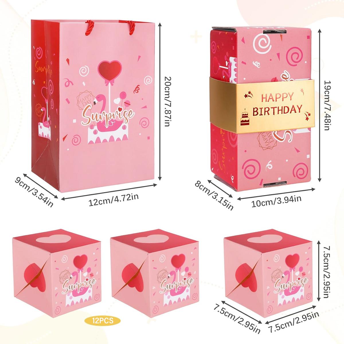 12 Bounces Surprise Gift Box Explosion Unique Folding Bouncing Red Envelope Cash Box  for Valentine's Day Gift Birthday Anniversary Christmas and Proposal