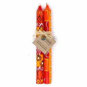 HAND-PAINTED DINNER CANDLES, PAIR (ZAHABU DESIGN)