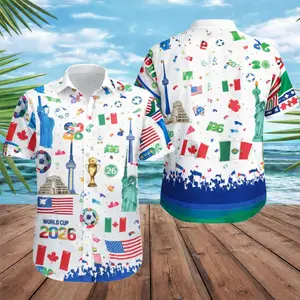 World Cup 2026 Hawaiian Shirt, Soccer Tropical Shirt, Football Fan Aloha Shirt, USA Mexico Canada Host Nations Shirt, Summer Party Shirt