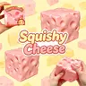 Pink Cheese-Shaped Squishies Toy - Unisex Soft Squeeze Sensory Anxiety Relief Aid, Oddly Satisfying Stress Reliever for Sensory Activities, Peace of Mind Desk Decor, Office Party Favor for Colleagues
