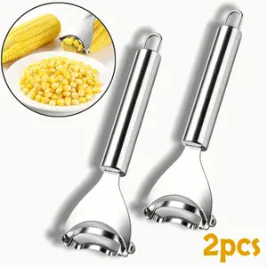 2pcs corn peeler corn cob peeler and thresher kitchen tool for removing corn kernels from corn on the cob