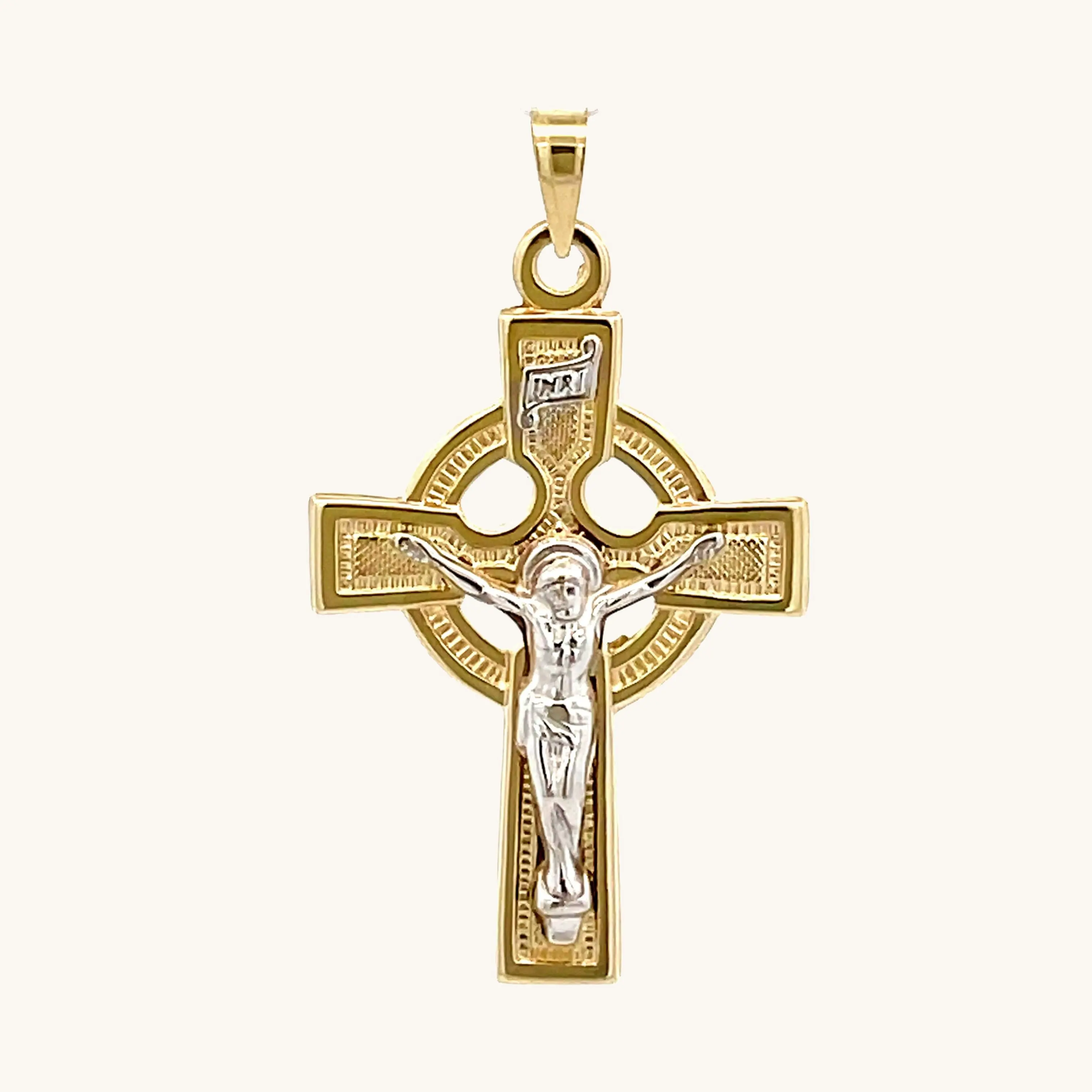 SOLID 14K GOLD CELTIC CRUCIFIX PENDANT