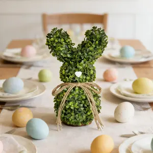 Easter Bunny Shaped Artificial Topiary, Cute Rabbit Desktop Ornament, Perfect Easter Party Home Decor, Adorable Gift #TOP PICKS