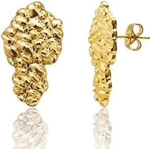 Gold nugget earrings for men - nugget earring 18k gold Plated -925 Sterling Silver Stud Earrings gold plated earrings studs