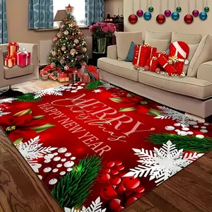 Christmas Themed Mat Machine Washable Living Room Coffee Table Mat Bedroom Entryway Doormat and Dining Kitchen Bathroom Indoor Outdoor Patio Garden & Courtyard Area Rugs Bedroom Floor Decor Room Decoration Christmas Decorations