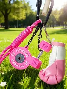 Sport Fitness Boxing Keychain Pendant-Boxing Glove Bag Charm Keychain,Dumbbell,Keychain For Bags,Keyring Accessories Decoration PU Leather Boxing Glove Gym Bag Hanging Chain Key Chain Bag Ornament Men'S Women'S Fitness Valentine's Day Gift