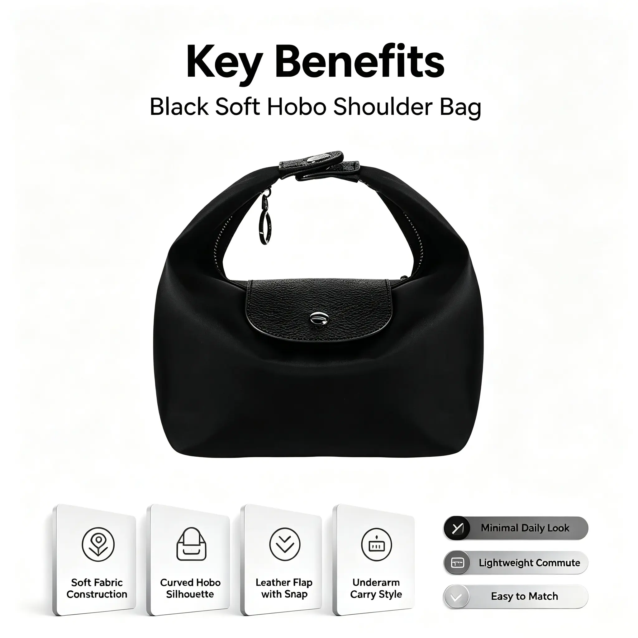 Women's Nylon-PVC Crescent Crossbody Satchel - Carry-All, Chain-Accented Women's Handbag, Lightweight Durable Evening Bag with Adjustable Strap, Multi-Color Casual Bag for Daily Outdoor Use, Carry-All Women's Handbags, Chain-Accented Women's Handbags