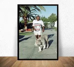 Mike Tyson With Tiger Poster, Wall Art Painting Print.