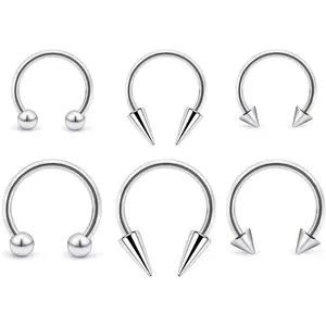 Long Spike Septum Rings 16G Surgical Steel Smiley Piercing  Vertical Snake Bite  Lip Rings for Women Men 8mm/10mm