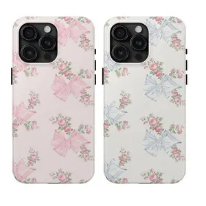 Love Shack Fancy, Rosa Beaux Pink Mint Large Bow Spot Pink Mint Street for iPhone Case