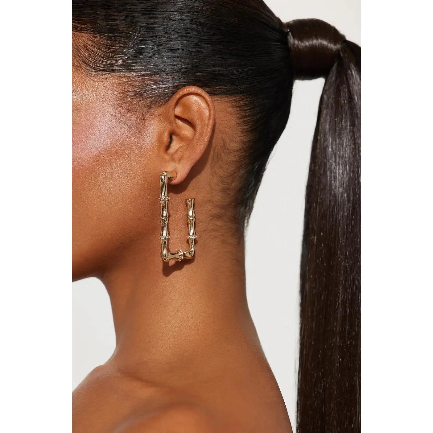 Bamboo Darling Hoop Earrings - Gold Finish