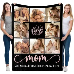 Mothers Day Gifts, Customized Gifts for Mom from Daughter, Custom Photo Blanket Personalized Picture Blankets, Soft Flannel Material