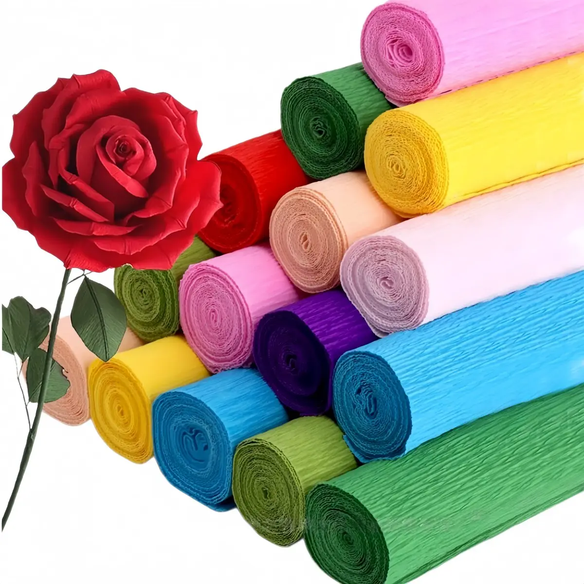 Crepe Paper Rolls, Italian Handmade Art DIY Craft Paper, Gift Wrapping, Bright Colors, Ideal for School Students, Kindergarten Teaching, Crafts, Gift Wrapping Supplies