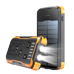 20000mAh Solar Powered Power Bank, Built in 4 Cables Fast Charging Power Bank with Super Bright Flashlight, Portable Charger for Outdoor Activities, Phone